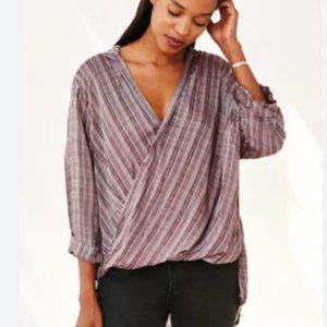 Urban Outfitters Silence + Noise Windowpane Surplice Tunic Top